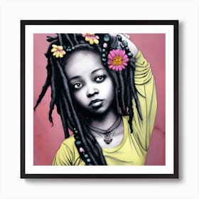 Banksy Happy Black Woman Model Goddess With Dreads 66475365 1 Art Print