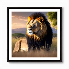 Lion In The Grass 5 Art Print