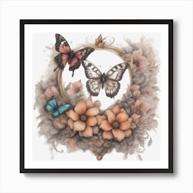 Butterflies And Flowers Art Print