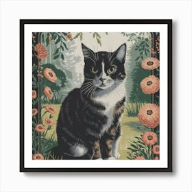 Cat In The Garden 1 Art Print