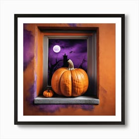 Orange And Purple Halloween Pumpkin Design Art Print