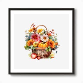 Basket Of Flowers 1 Art Print