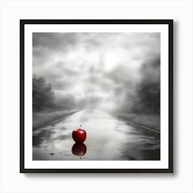 Red Apple On Wet Asphalt -Shortcut From The Garden Of Eden  Art Print