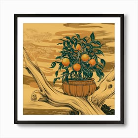 Orange Tree On A Branch Art Print