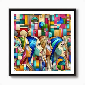 Women In A Row Art Print