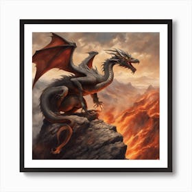 Dragon In Flames Art Print