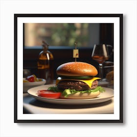 Burger On A Plate 64 Art Print