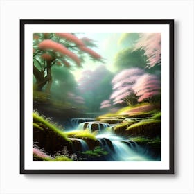 Waterfall In The Forest 3 Art Print