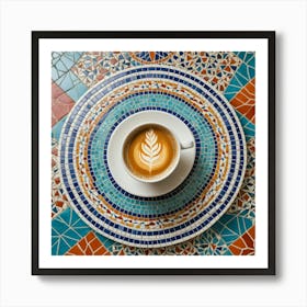 Coffee Cup On A Tiled Table Art Print