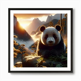 Panda In The Mountains  Art Print