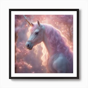Dreamy Portrait Of A Cute Unicorn In Magical Scenery, Pastel Aesthetic, Surreal Art, Hd, Fantasy, Fa (1) Art Print