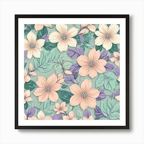 Seamless Floral Pattern 1 Art Print