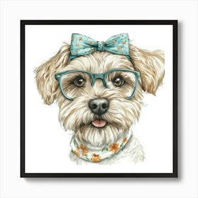 Dog With Glasses 77 Art Print