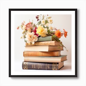 Flowers On Books 1 Art Print