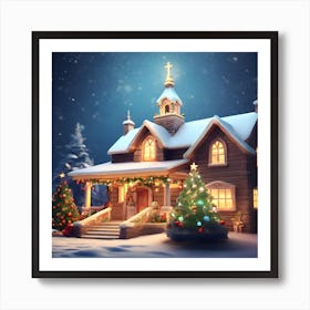 Christmas House Stock Videos & Royalty-Free Footage Art Print