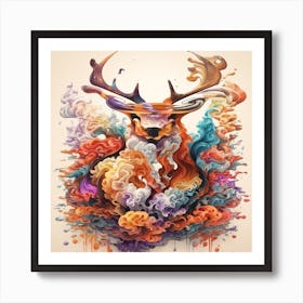 Abstract Deer Painting 1 Art Print