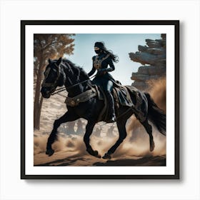 Woman Riding A Horse Art Print