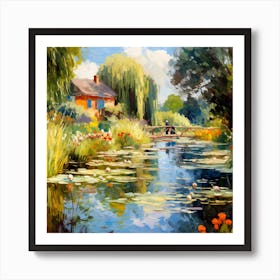 Sunny Serenity: Riverside Elegance Art Print