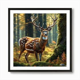 Deer In The Forest 120 Art Print