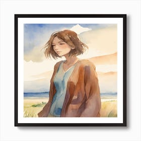 Girl In The Grass Art Print