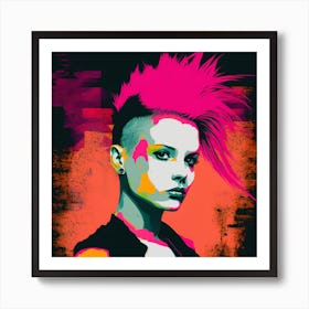 Portrait Of Girl In Punk Pop Art Style Art Print