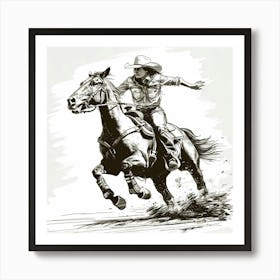 Cowboy Riding A Horse 2 Art Print