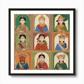 Portrait Of Indian Women Art Print