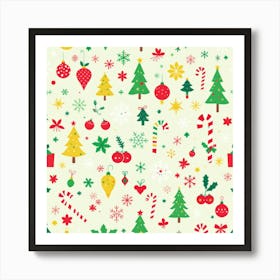 Festive Christmas Pattern Art Print