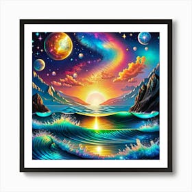 Cosmic Crystal Ocean Art Print