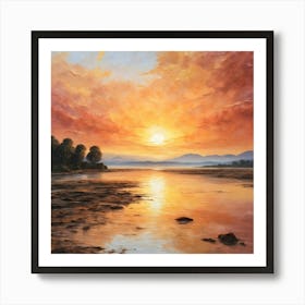 Sunset Over The Loch Art Print