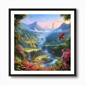 Waterfall In The Jungle Art Print