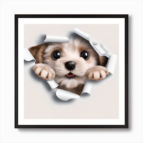 Puppy Peeking Out Of A Hole,3D Disney Aristocats Puppy Art Print