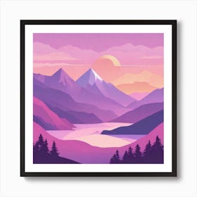 Misty mountains background in purple tone 135 Art Print