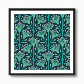 AUSTRALIAN EUCALYPTUS Floral Botanical in Aqua Blue Turquoise Green Pink Art Print