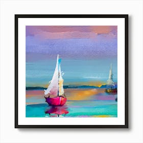 Sailboats On The Water.Printed wall painting, high-level art. Art Print