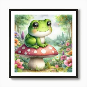 Frog On A Mushroom Art Print