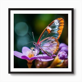 Butterfly On Purple Flower Art Print