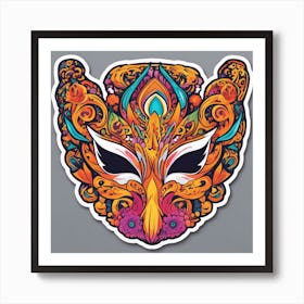 Vibrant Sticker Of A Paisley Pattern Mask And Based On A Trend Setting Indie Game Art Print