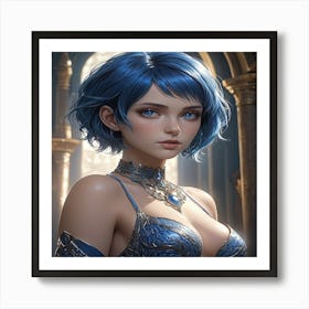 Young Woman With Blue Hair Art Print