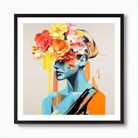 Woman With Flowers 2 Art Print