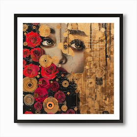 Roses And Gold Art Print