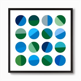 Blues And Greens Abstract Circle Pattern Art Print