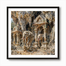 Elephants In The Cave Art Print