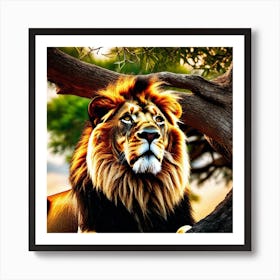 Lion In The Tree 15 Art Print