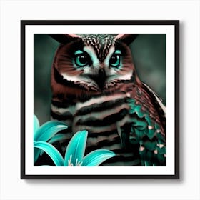 Owl With Blue Eyes 38 Art Print