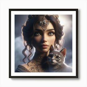 Princess And The Cat Art Print