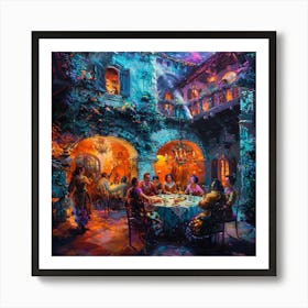 Dinner At The Villa Art Print