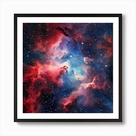 Blue and Red Nebula Art Print