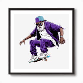 Old Man Skateboarding 3 Art Print