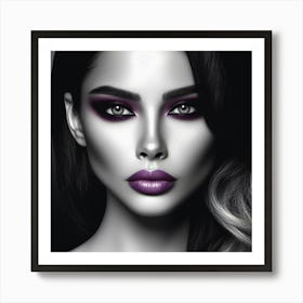 Sexy Woman With Purple Makeup Art Print